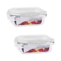 Kit 2 Potes Hermético de Vidro Retangular Freezer Micro-ondas Papinha Marmita Com Tampa Transparente 370ML Cor:Incolor Kit 2 Potes Hermético de Vidro Retangular Freezer Micro-ondas Papinha Marmita Com Tampa Transparente 370ML Cor:Incolor