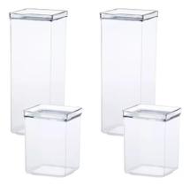 Kit 2 Potes Hermético Grande 2.3 L + 2 Potes Médio 1,1 L Mantimentos