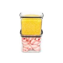 Kit 2 Potes Hermético para Mantimentos Tampa com Trava Quadrado 710ML