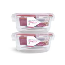 Kit 2 Potes Hermético Redondo De Vidro Com Tampa 620ml Kit 2 Potes Hermético Redondo De Vidro Com Tampa 620ml