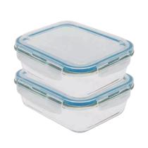 Kit 2 Potes Hermético Vidro Borossilicato Marmita 1000Ml