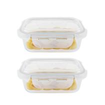 Kit 2 Potes Hermético Vidro Marmita Micro-ondas 1520ml