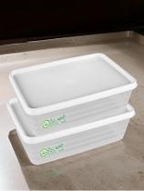 Kit 2 Potes Herméticos 1,4L Tampa Branca Vedação Marmita Conserva Alimento Tampa e Trava Freezer Geladeira Lava-Louça