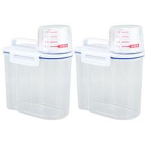 Kit 2 Potes Herméticos 1,5L com Copo Medidor Dispenser Alimentos Graos Arroz Feijao