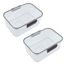 Kit 2 Potes Herméticos 2,3 Litro Tampa De Vedação Empilhável Cor Incolor