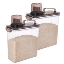 Kit 2 Potes Herméticos 3L Com Dosador Organizador Multiuso Dispenser para Cereais, Grãos e Armazenamento de Alimentos