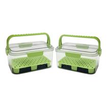 Kit 2 Potes Herméticos C/ Alça Organizador Geladeira Frutas