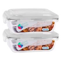 Kit 2 Potes Hermeticos c/ Tampa 370ML Pequeno Lanche Marmita