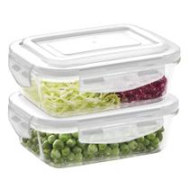Kit 2 Potes Herméticos de Vidro Retangular 640ml Marmita de Alimentos P/ Micro-ondas ou Freezer