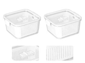 Kit 2 Potes Herméticos Fresh 1360ml Frutas Verduras Legumes