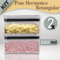 Kit 2 Potes Herméticos Lumini 580ml de Acrílico Paramount Porta Frios, Cereais, Grãos, Etc Kit 2 Potes Herméticos Lumini 580ml de Acrílico Paramount Porta Frios, Cereais, Grãos, Etc