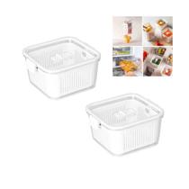 Kit 2 Potes Herméticos organizadores de geladeira 1360ml PS Cristal Slim Paramount