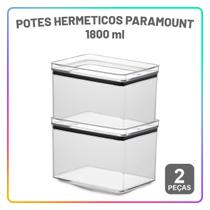 Kit 2 Potes Herméticos Paramount Empilhável Porta Mantimentos em acrílico com tampa 1800 ml