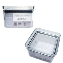 Kit 2 Potes Herméticos Quadrado 480ml Empilháveis Kit 2 Potes Herméticos Quadrado 480ml Empilháveis