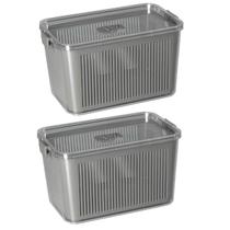 Kit 2 Potes Herméticos Slim Multiuso 4.470 ML Cinza Kit 2 Potes Herméticos Slim Multiuso 4.470 ML Cinza