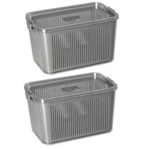 Kit 2 Potes Herméticos Slim Multiuso 4.470 ML Cinza Kit 2 Potes Herméticos Slim Multiuso 4.470 ML Cinza