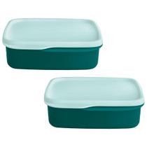 Kit 2 Potes Herméticos Tupperware Basic Line com Divisória 550ml Kit 2 Potes Herméticos Tupperware Basic Line com Divisória 550ml