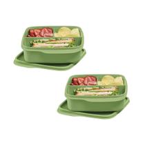 Kit 2 Potes Herméticos Tupperware Basic Line Divisória Verde 550ml Kit 2 Potes Herméticos Tupperware Basic Line Divisória Verde 550ml