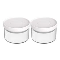 Kit 2 Potes Herméticos Vidro 350ml Tampa Pressão 3KAM Kit 2 Potes Herméticos Vidro 350ml Tampa Pressão 3KAM