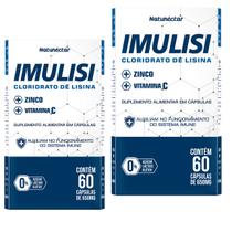 Kit 2 Potes Imulisi Original Suplemento Alimentar Natural 100% Puro Cloridrato de Lisina Vitamina C Zinco 120 Cápsulas Natunéctar