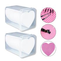 Kit 2 Potes Lenço Coração Limpeza Pincel Pinça Removedor Kit 2 Potes Lenço Coração Limpeza Pincel Pinça Removedor