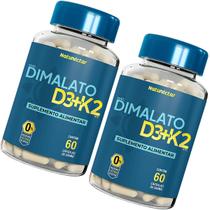 Kit 2 Potes Magnésio Dimalato Vitaminas D3 + K2 Suplemento Alimentar Natural 120 Cápsulas 100% Puro Original Concentrado Natunéctar - Natunectar