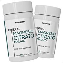 Kit 2 Potes Magnésio Malato e Citrato 120 Capsulas 500mg Natunéctar Alta absorção Complexo 2 em 1 Sem sabor