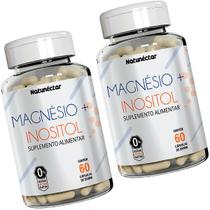 Kit 2 Potes Magnésio Quelato + Inositol Suplemento Natural 120 Cápsulas Concentrado Vitamina Mineral 100% Puro Encapsulados Premium