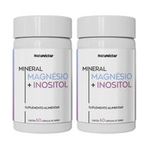 Kit 2 Potes Magnésio Quelato Inositol Suplemento Natural 120 Cápsulas Concentrado Vitamina Mineral