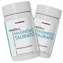 Kit 2 Potes Magnésio Taurato Suplemento Alimentar Natural 100 Puro 120 Cápsulas original zero açúcar