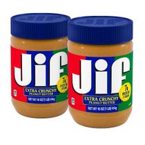 Kit 2 Potes Manteiga Americana de Amendoim Jif 454g Extra Crocante Original Importada Premium