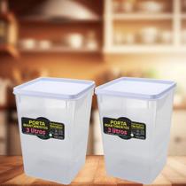 Kit 2 Potes Mantimento 2kg Alimento Capacidade 3,0l Tampa Trava Branca Hermética Vedação Conservar Organizar Cozinha Kit 2 Potes Mantimento 2kg Alimento Capacidade 3,0l Tampa Trava Branca Hermética Vedação Conservar Organizar Cozinha