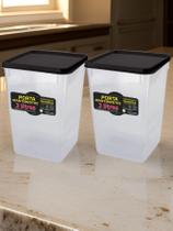 Kit 2 Potes Mantimento 2kg Alimento Capacidade 3,0l Tampa Trava Preta Hermética Vedação Conservar Organizar Cozinha Armá Kit 2 Potes Mantimento 2kg Alimento Capacidade 3,0l Tampa Trava Preta Hermética Vedação Conservar Organizar Cozinha Armá
