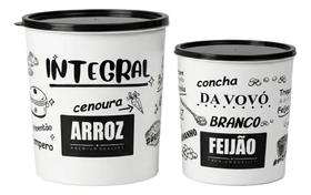 Kit 2 Potes Mantimento Arroz Integral Feijao Branco Tampa Kit 2 Potes Mantimento Arroz Integral Feijao Branco Tampa