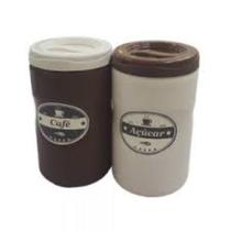 Kit 2 Potes Mantimentos Pote Café E Açúcar 1 Litro