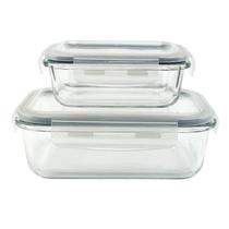 Kit 2 Potes Marmitas de Vidro Hermético Vedação Kit 2 Potes Marmitas de Vidro Hermético Vedação