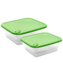 Kit 2 Potes Marmitas Plásticos Porta Mantimentos Copos com Tampa Pote Organizador Alimentos Food Container 1L e 1,6L