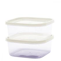 Kit 2 Potes Marmitas Quadrados Vasilhas Plástico Hawaii Armazenar Alimentos Organizador Utensílios Cozinha 1,05L