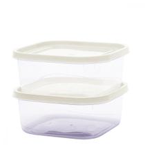 Kit 2 Potes Marmitas Quadrados Vasilhas Plástico Hawaii Armazenar Alimentos Organizador Utensílios Cozinha 1,05L