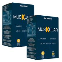 Kit 2 Potes Muskular Suplemento 100% Pura Natural Natunectar Original 120 Capsulas Potássio Magnésio Vit B1 B12 e D