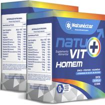 Kit 2 Potes Natuvit Homens Natunectar Natural Original Vitaminas Vit D B12 Zinco Suplemento Alimentar 120 Capsulas