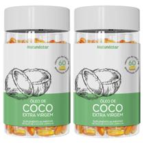 Kit 2 Potes Óleo de Coco Encapsulado Suplemento Alimentar Natural Extra Virgem Sabor Original 120 Capsulas