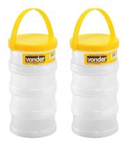 Kit 2 Potes Organizador Estojo Multiuso C/ 4 Partes Tampa Vonder