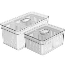 Kit 2 potes Organizador Geladeira Cesto Fruta Legume Frescos