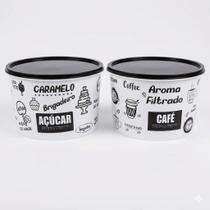 Kit 2 Potes Organizadores Açúcar Café 2l Decorado Retro Kit 2 Potes Organizadores Açúcar Café 2l Decorado Retro