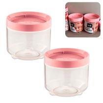 Kit 2 Potes Organizadores C/ Tampa Empilhável Conecta 600ml Cor Rosa UZ