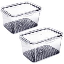 Kit 2 Potes p Alimento Hermético 4 Litros Tapa Tudo não Vaza