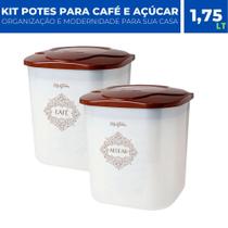Kit 2 Potes p/ Organização Cozinha Açúcar Café c/ Tampa 1Kg Kit 2 Potes p/ Organização Cozinha Açúcar Café c/ Tampa 1Kg