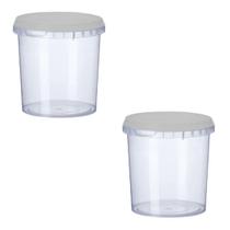 Kit 2 Potes Para Alimentos 1,2 L Transparente Plástico