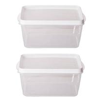 Kit 2 Potes Para Alimentos Retangular 20x13,5x7,5 Cm 1.600ML Kit 2 Potes Para Alimentos Retangular 20x13,5x7,5 Cm 1.600ML